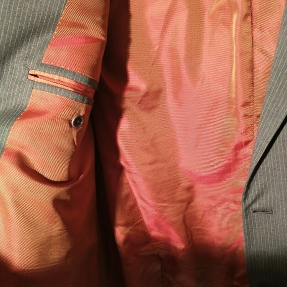 Sartoria Partenopea Men's Sz 40 Super 110s Wool Full Lined Gray Pinstripe Blazer - Picture 6 of 12